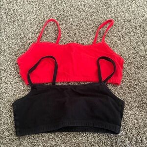 Hanes Red and Black Cotton Bralette Duo